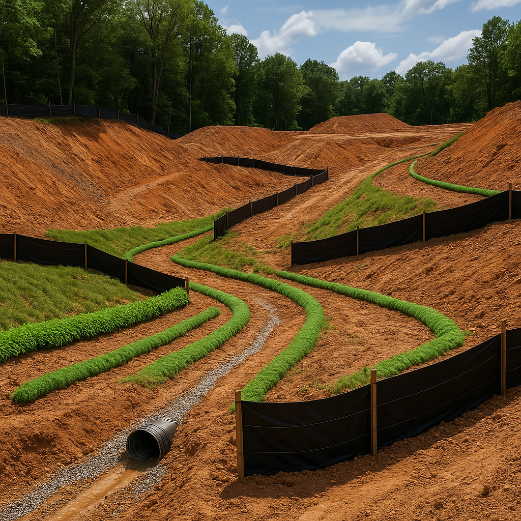 A construction site with strategically installed e